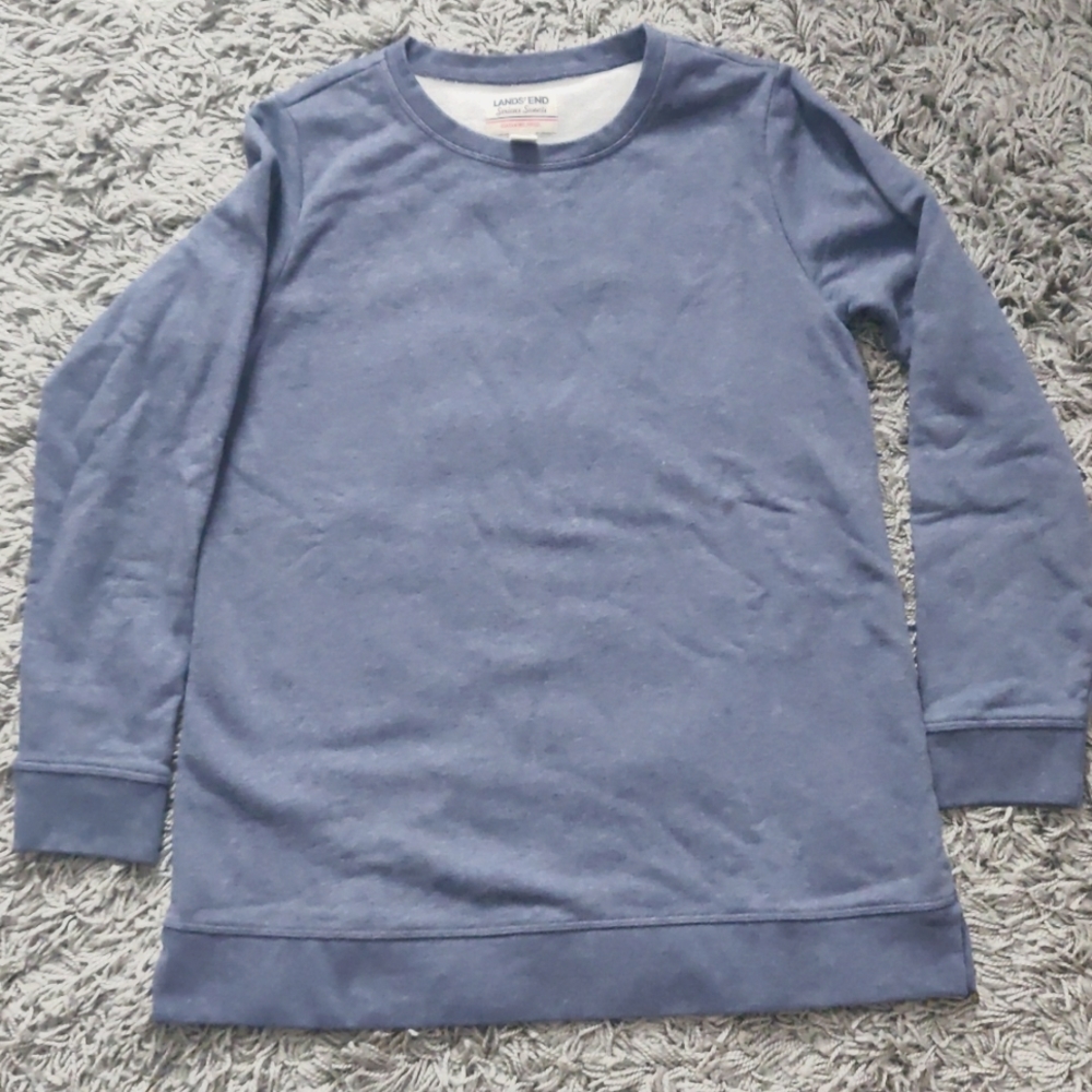 Women's Size S Land's End Serious Sweats tunic sweatshirt in sky blue heather